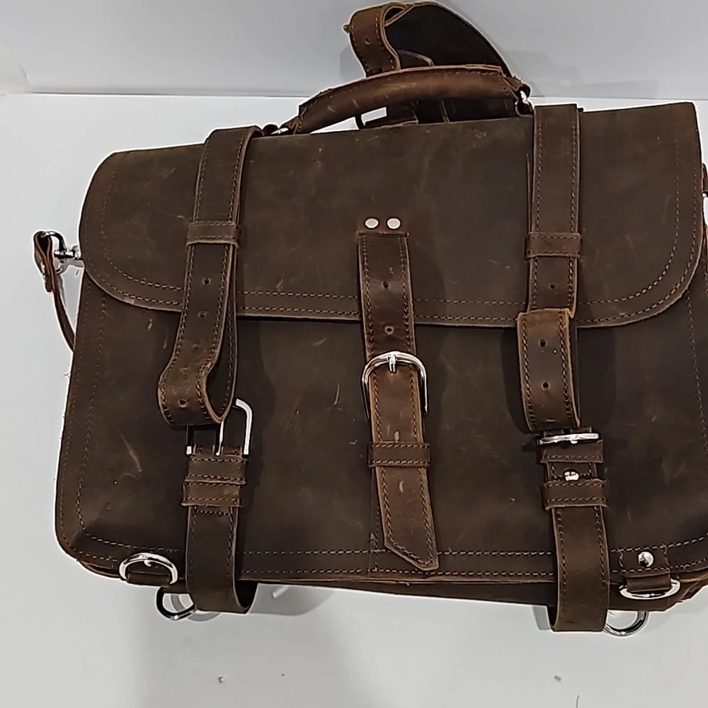 Full grain leather messenger bag/backpack/briefcase NWT
